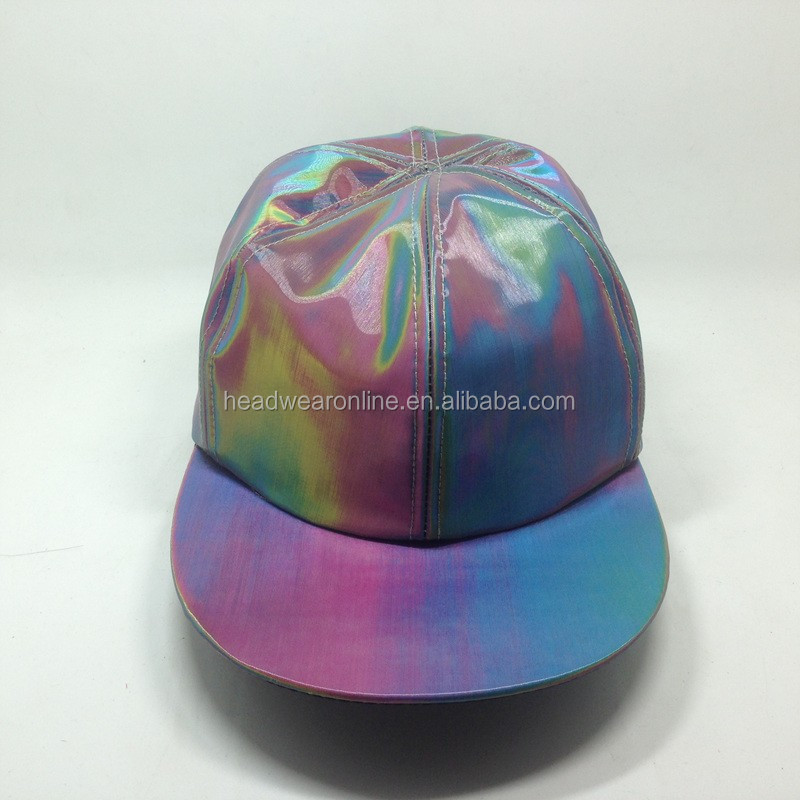 Waterproof Snapback Cap With Rainbow Custom Laser PVS Fitted Hip Hop 5 panel hats