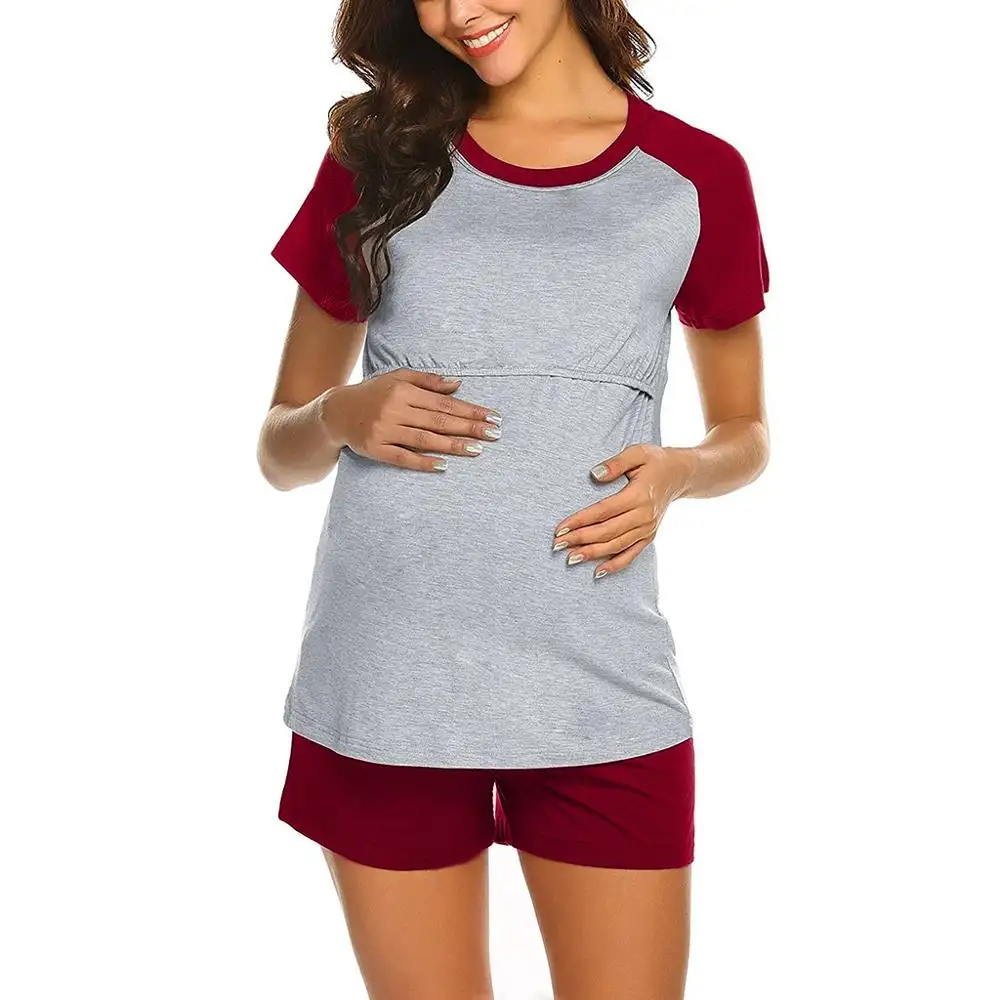 Summer Breastfeeding Pajamas Maternity Nursing Pregnancy Clothe Set