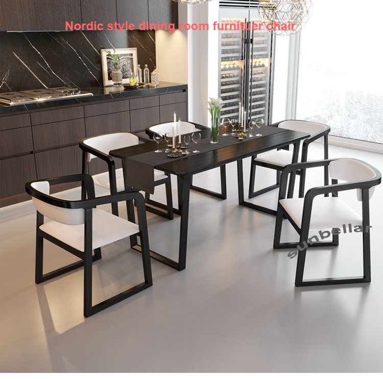 wholesale living room leather dining chair wooden  luxury armchair Nordic design for restaurant cafe shop