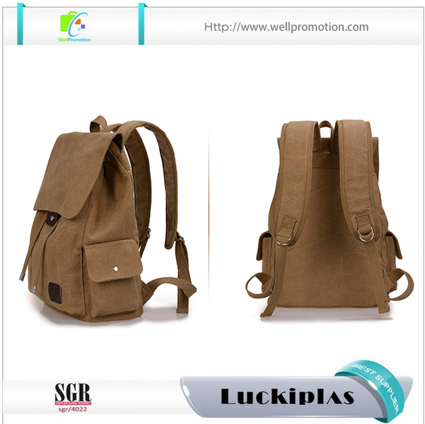 Vintage Canvas Rucksack mit Kordelzug, Wanderrucksack Rucksack