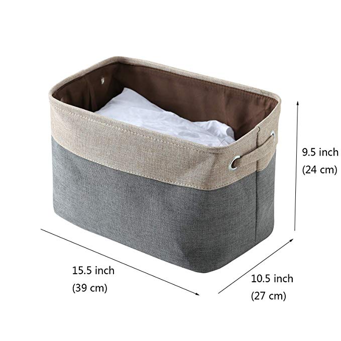 3 pièces toile de coton grand pliable pliable vêtement jouet vêtements paniers de rangement boîtes sac