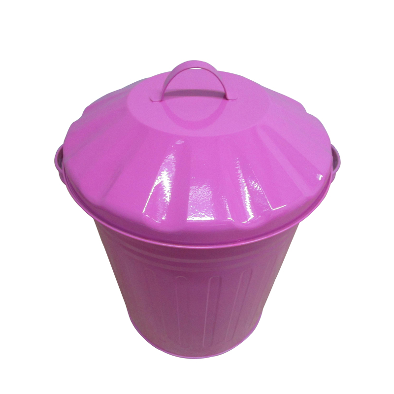Wholesale Factory price pink 12L outdoor recycle garbage metal  waste bin