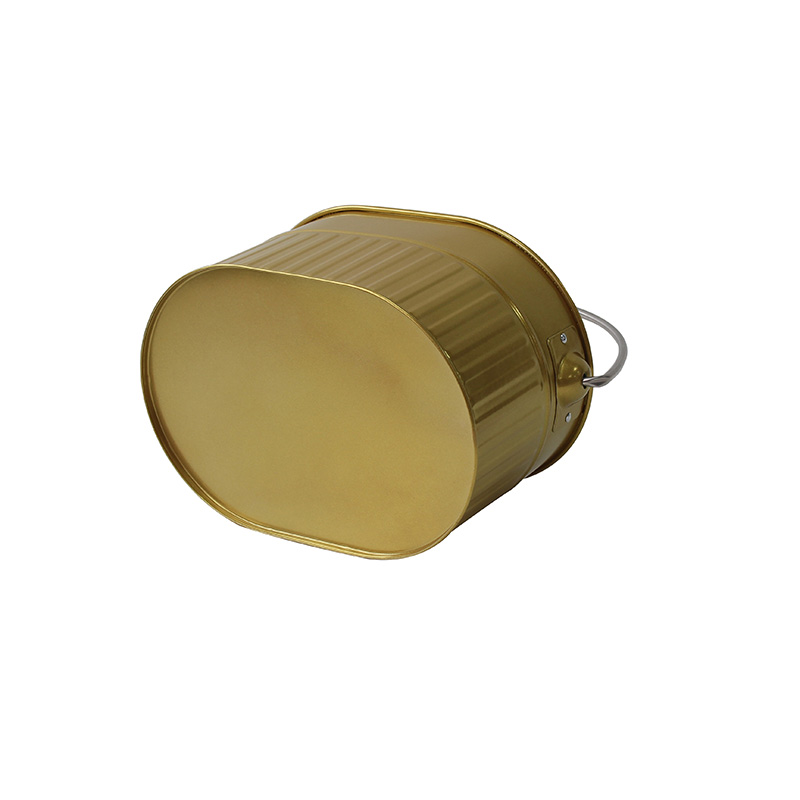 Vertical line decor four grids metal champagne copper ice bucket