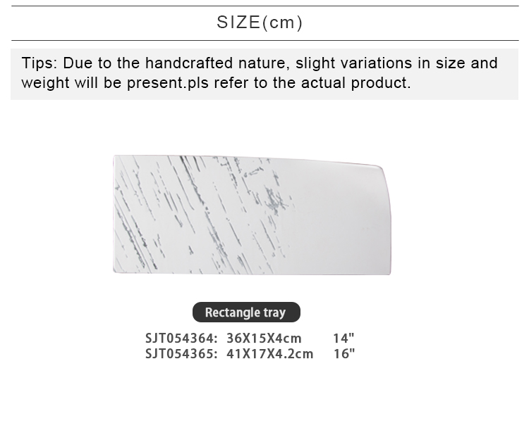 Durable Hotel Porcelain Flat Food Tray Modern Ceramic Marble Design Plate