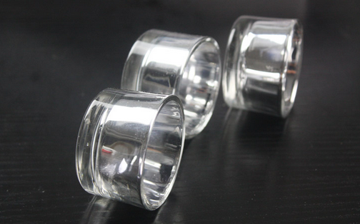 Glass tea light holder,glass candle holder with painted silver inside.