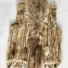 Fashion Knitted Rabbit Fur Vest with Raccoon Fur Collar Rabbit Fur Outwear