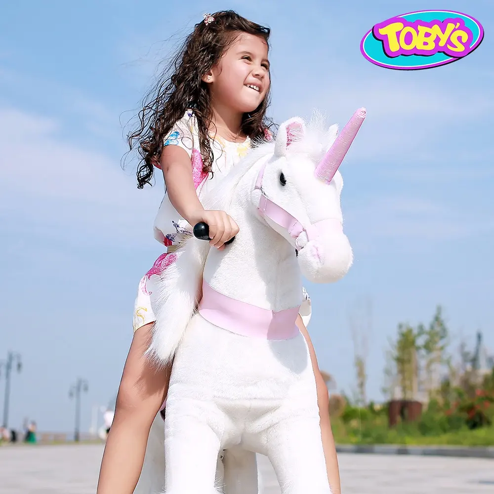 Best Selling kids pedal horse stuffed animal ride on plush horse