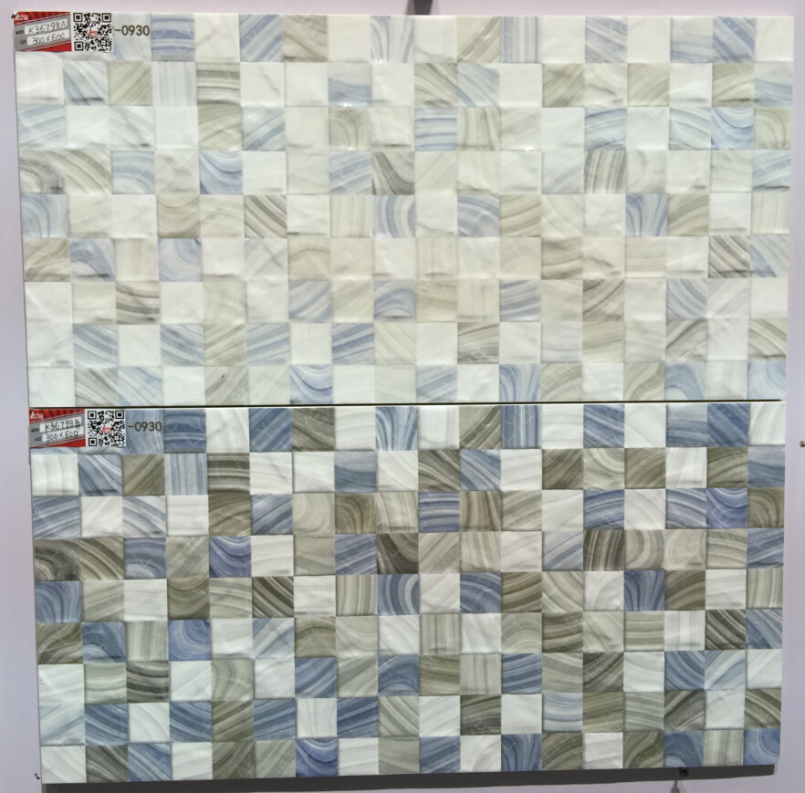 Blue Ceramic Wall Tiles Mosaic Design Light Blue and Dark Blue for Bathroom
