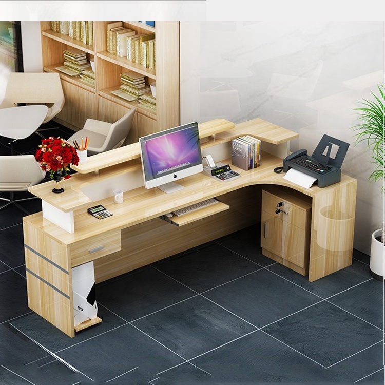 Customized office front counter desk furniture cheap white wood modern reception desk