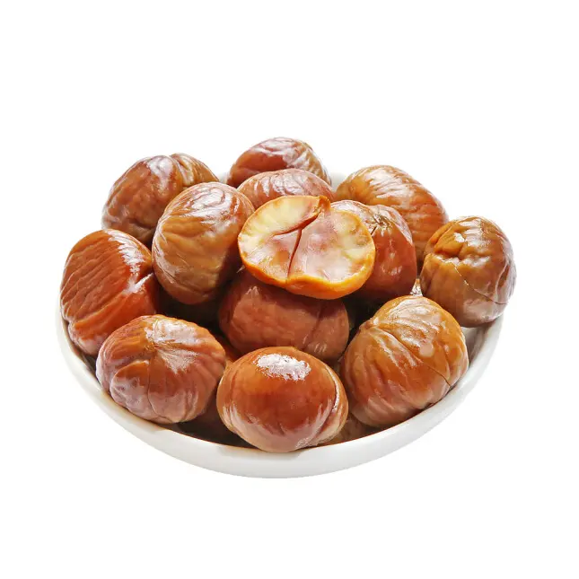 Organic roasted whole chestnuts shelled Halal snacks food Vacuum-packed