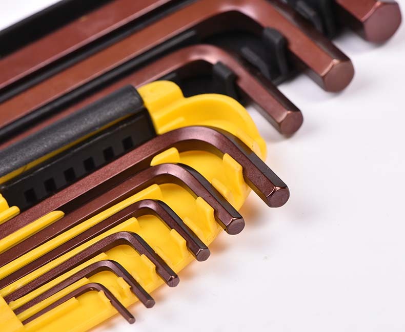 ASAKI AK-7407 Long Type S2 Plated Ball Point End Hex Key Wrench Set Hex Key  9pcs #1.5mm 2mm 2.5mm 3mm 4mm 5mm 6mm 8mm 10mm