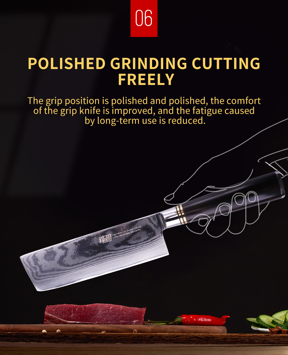 FINDKING 6.5 Inch Ebony Wood Handle 67 Layers 10Cr15CoMoc Damascus Steel Knife Kitchen Knife Nakiri Knife