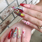 TSZS Full Coffin Shape Salon Transparent Artificial French False super long Nail Tips
