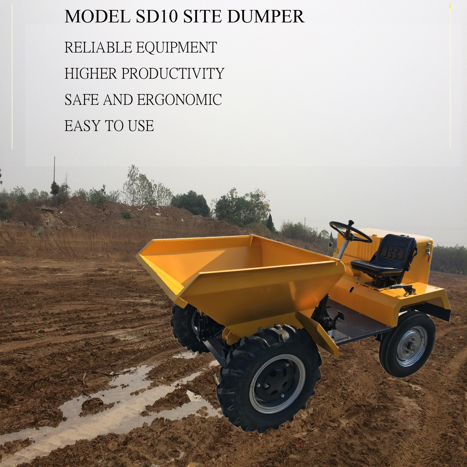 Topmac Factory supply low price 4x2 wheel drive site dumper