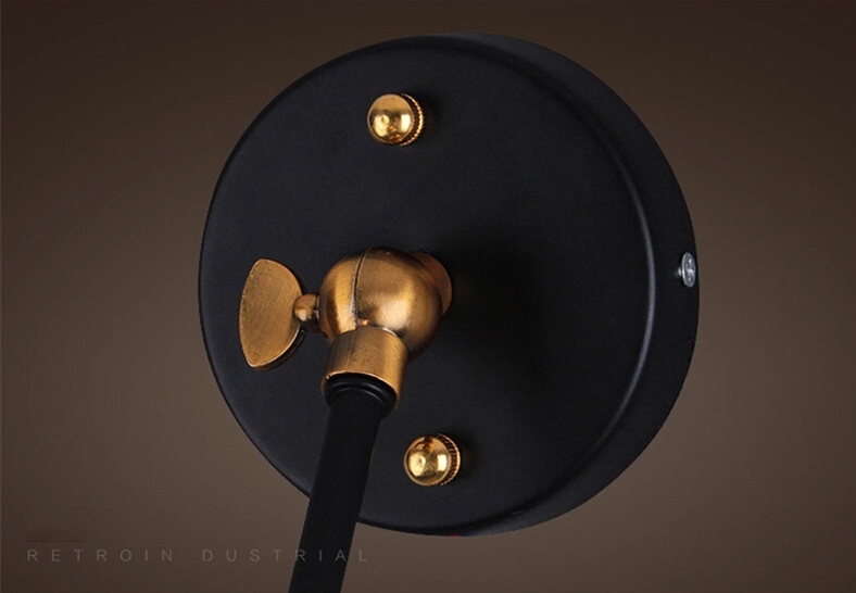 bedroom restaurant bar bedside black retro Industrial wrought iron wall lamp