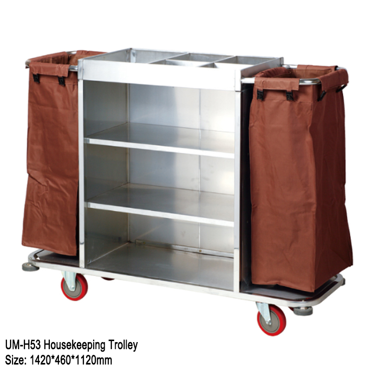 Hotel Demountable Steel Housekeeping Trolley Cart With 6'' wheels