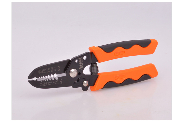 ASAKI AK-9100 Carbon Steel Multi-use Crimping Tool Electric Wire Stripper Plier Cable Cutter Functional Wire Stripping 0.6-2.6mm