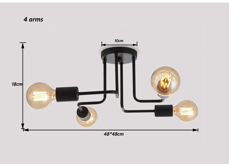 Retro Industrial Loft Nordic Pipe Wrought Iron Ceiling Light 4 6 8 Heads Lamp for Home Decor Restaurant Dinning Cafe Bar Room