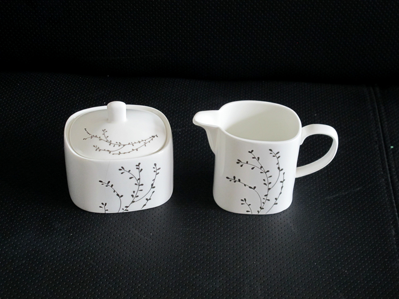 square elegant branch pattern fine bone china tea sets in 15pcs
