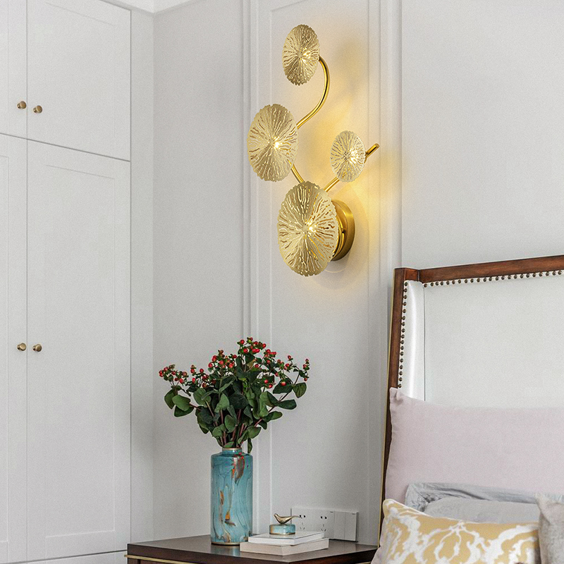 Unique design Milan style stainless steel brass modern lamp sconce Lotus leaf wall lamp
