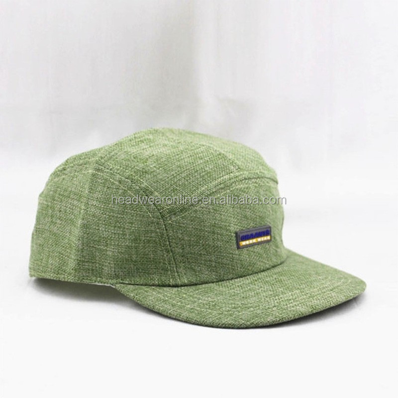 Hemp material plain cap and rubber 5 panel rebound cap can be customized