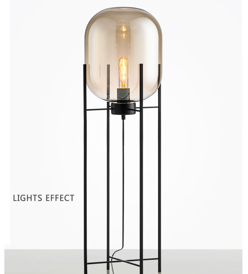 glass contemporary floor lamp retro industrial wind metal floor lamp for bedroom and coffee house