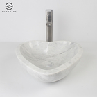 New Design Handmade Sink White Marble Table Top Wash Basin