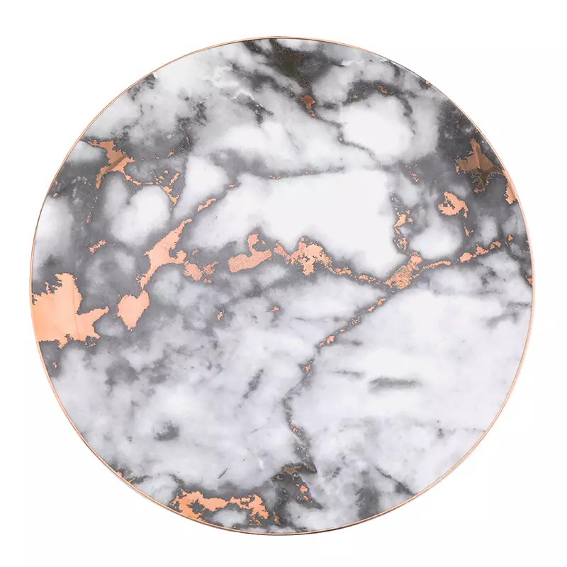 Various size fancy round gold decor white dinnerware porcelain marble dinner plate
