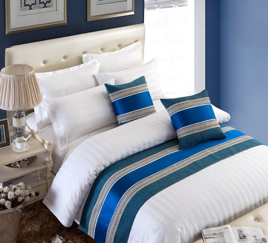 Hotel Luxury Bedding Runner Decorative Bed End Scarf for Bedroom- 100% cotton combed fabric Comforter set -Duvet cover & pillow