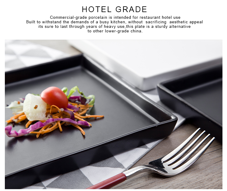 Custom Logo Porcelain Square Dinnerware Flat Square Plate