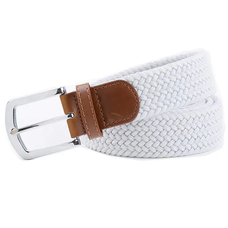 Elastic Belt Custom Ladies XXL Plus Size Colorful Braided Fabric White Kidney Elastic Belt