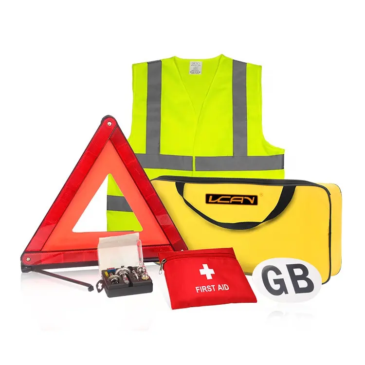 Auto Use Safety Vest Warning Triangle Car Tools Kit Traveling Universal Roadside Emergency Survival Kit
