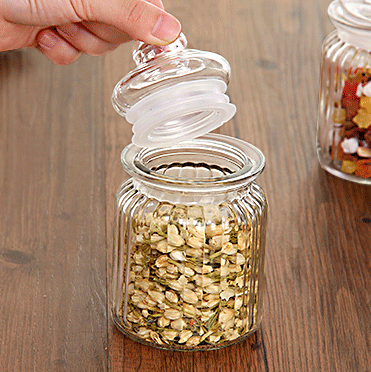 Wholesale Smart strip glass storage jar for fresh tea or herbs