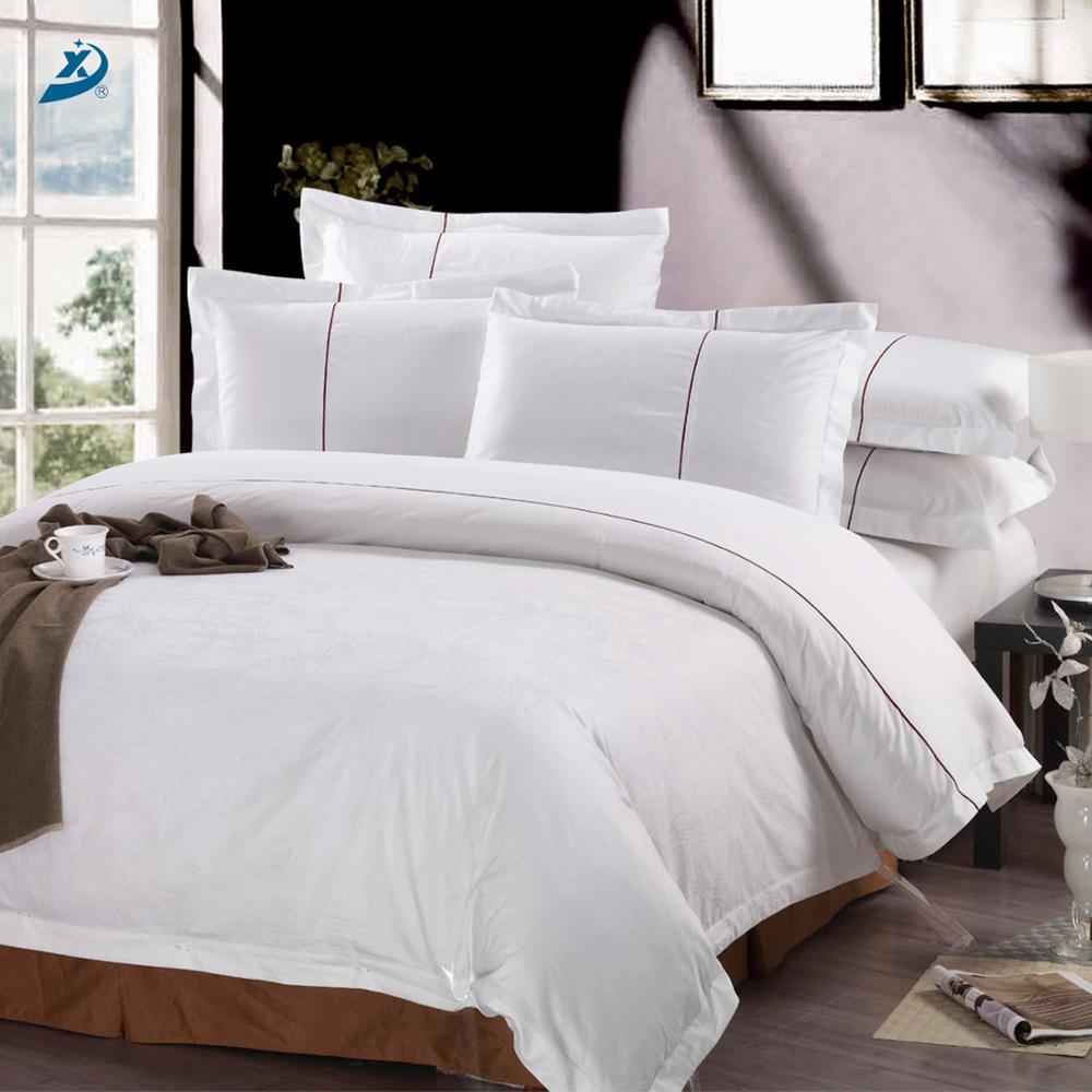 Durable Hotel Bed Sheet White, Hotel 100% Cotton White Bed Sheet Bedding Set