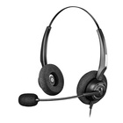 Wired Binaural Telephone Headset w/ Noise Canceling Mic and Volume Mute Control for Call Center and Landline deskphones