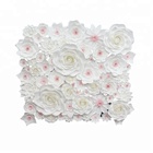 China handmade artificial flowers wedding decoration flower white paper flower wall backdrop