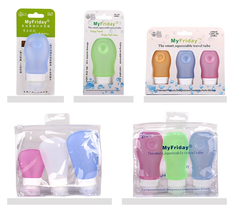 Customized Eco Non-toxic Size Silicone Travel Bottle Set Kit for Personal Care