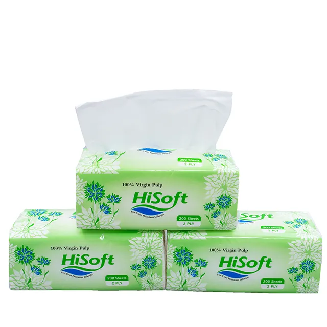 Soft and white 2 ply virgin facial tissue