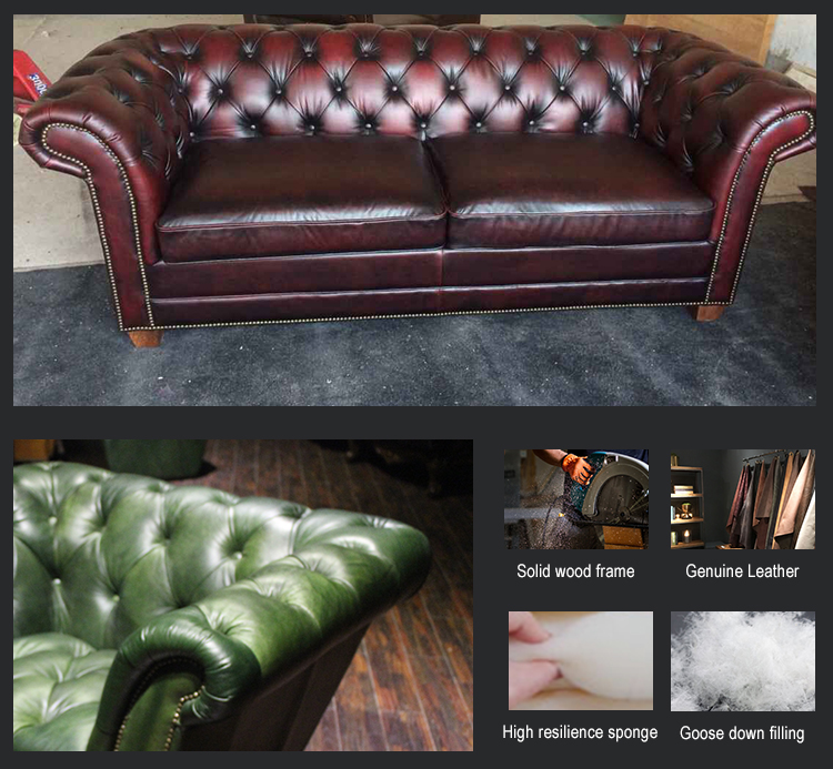 Sofa furniture luxury vintage leather chesterfield sofa
