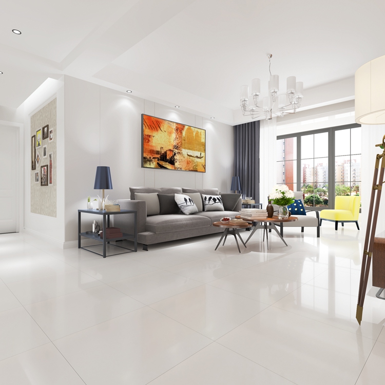 Hot Sale 8X8 Floor Tile Algeria Super Glossy White Polished Porcelain Tiles