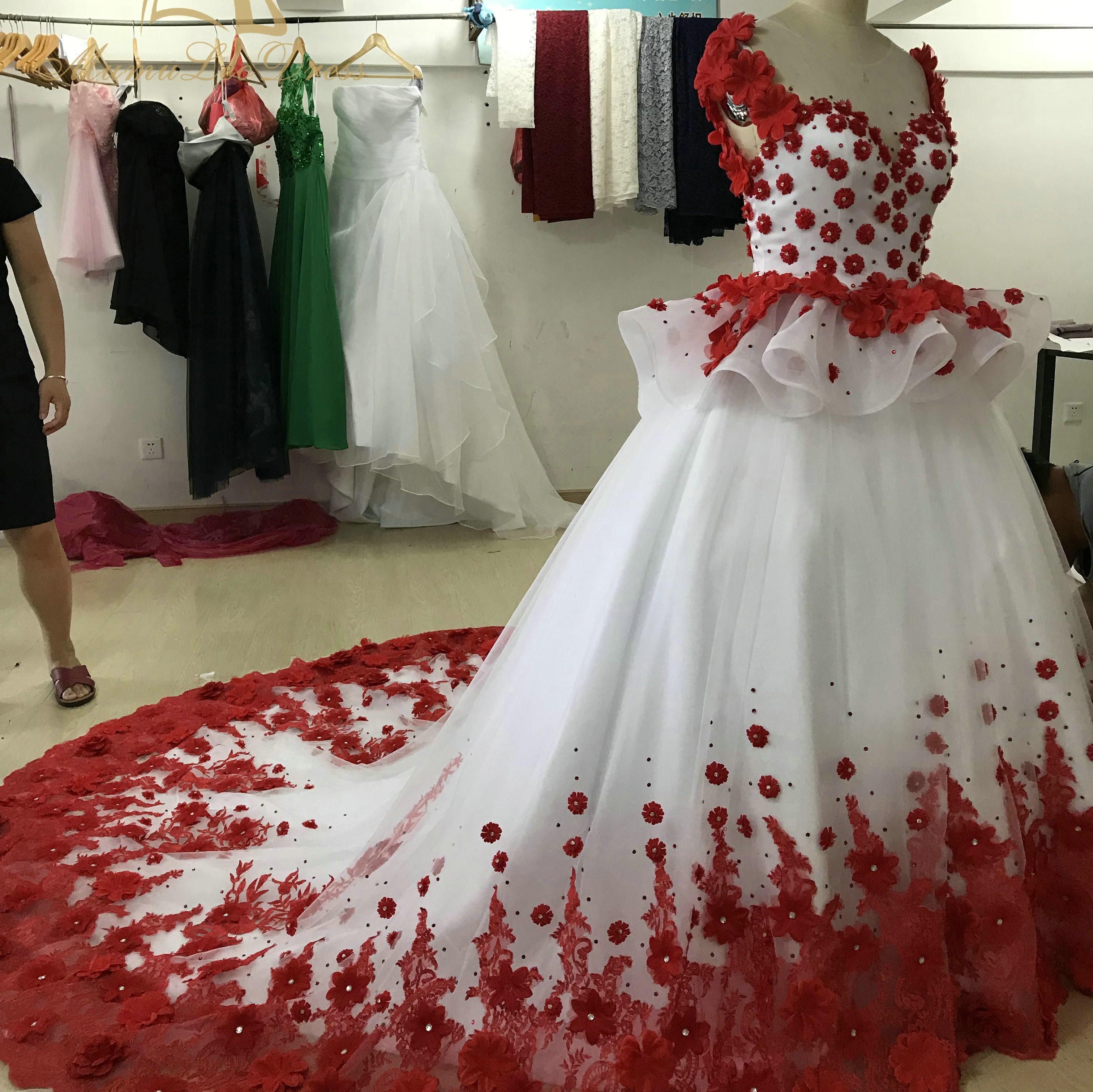 wedding gown red colour