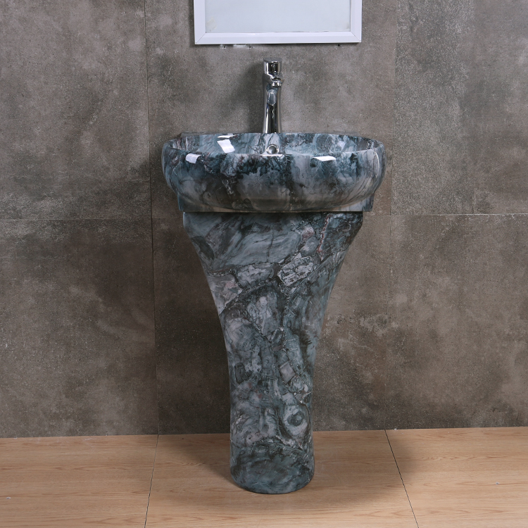Outdoor washbasin sink  Chinese white color ceramic two piece wash basin pedestal bathroom sink