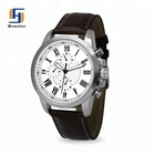 Small MOQ High Quality Stainless Steel Genuine Leather Strap Custom Men's Watch