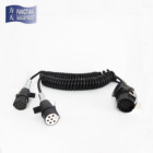 Adaptor trailer cable trailer spiral cable with nylon trailer plug 24v 7 pin 15pin with spring