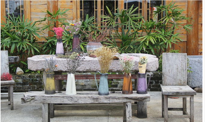 Rustic Style Metal Pitcher Flower Vase Primitive Jug galvanized milk jugs for Wedding Home Decoration