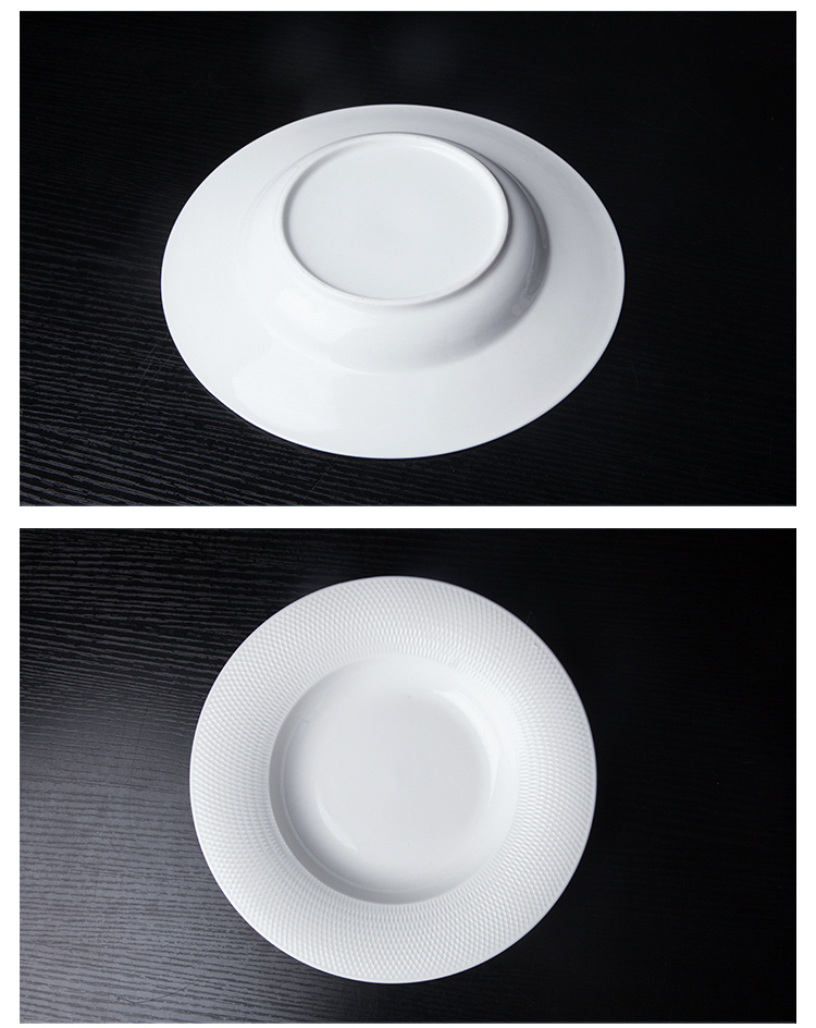 22cm 23.3cm White Deep Ceramic Soup plate For Restaurant