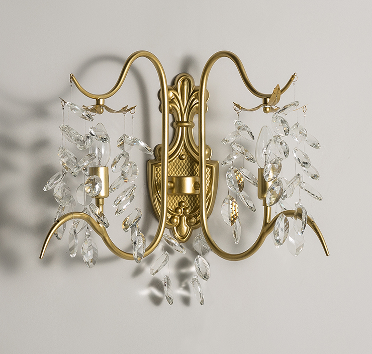 wall lamps luxury brass crystal E14 candle bedroom hotel art deco lights