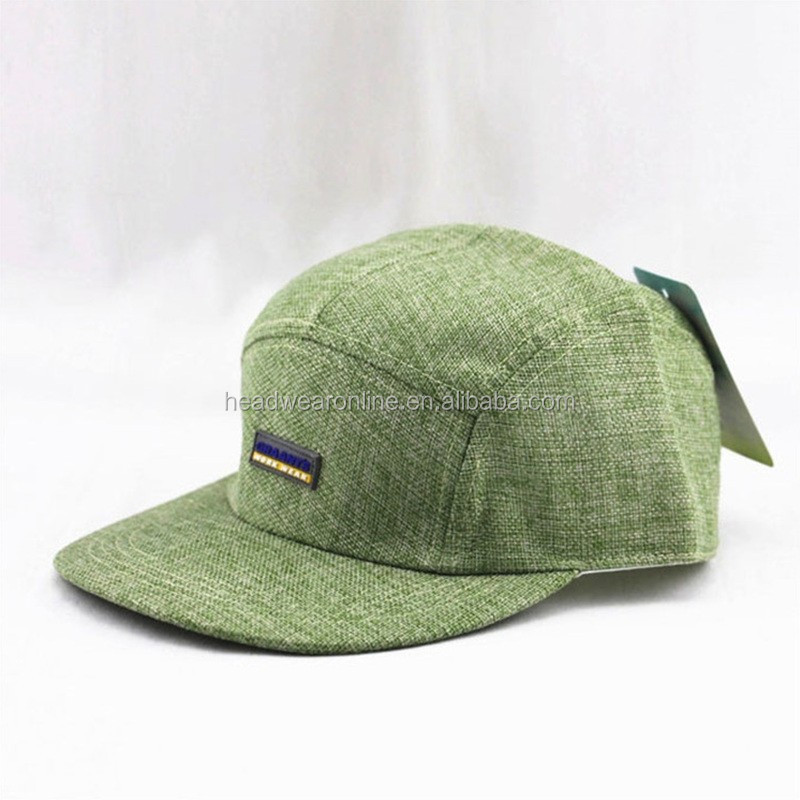 Hemp material plain cap and rubber 5 panel rebound cap can be customized