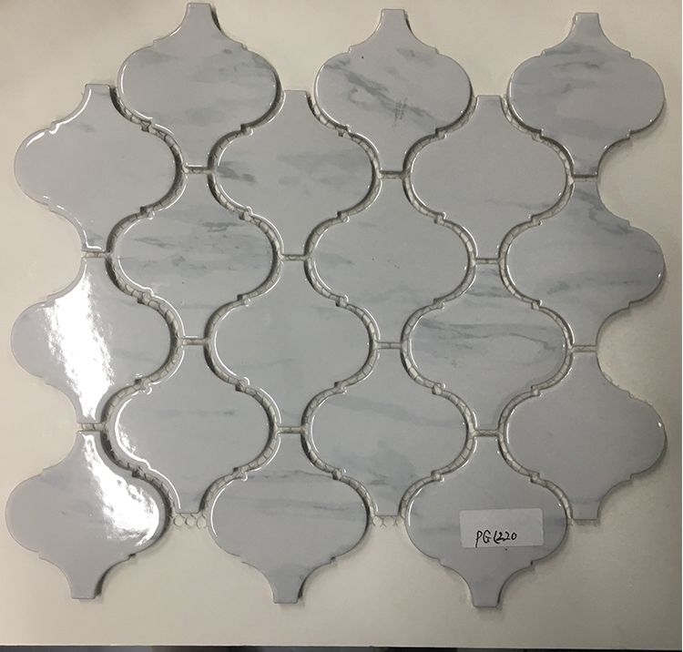 Crema Marfil Ceramic Mosaic Tile Matt Baby Skin Mosaic Marble Texture Carrara White Arabesque Mosaic
