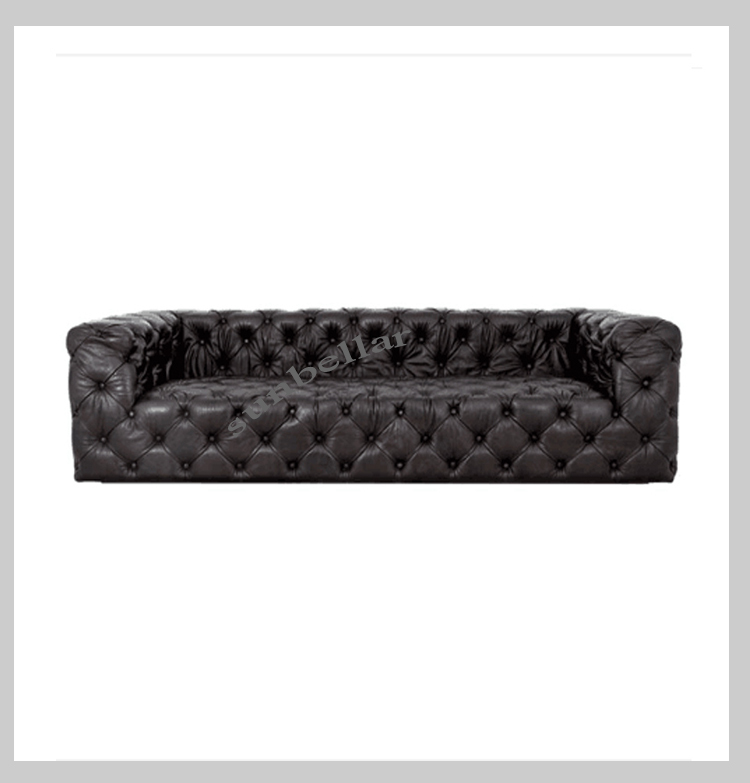 bespoke chesterfield black leather sofa set genuine leather tufted buttons classic chesterfield-sofa handcrafted traditional UK